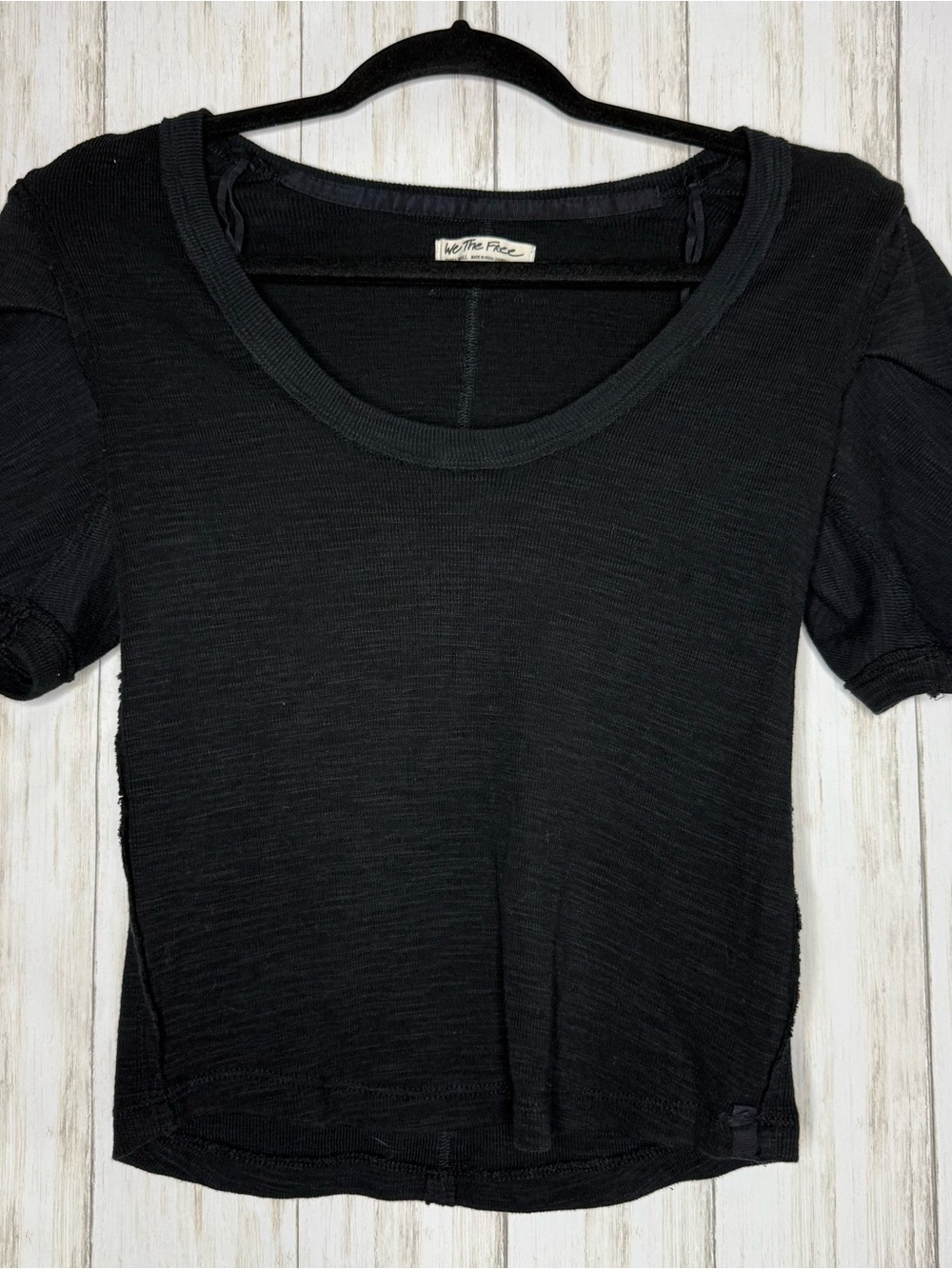 Free People Puffy Sleeve black tee XS
